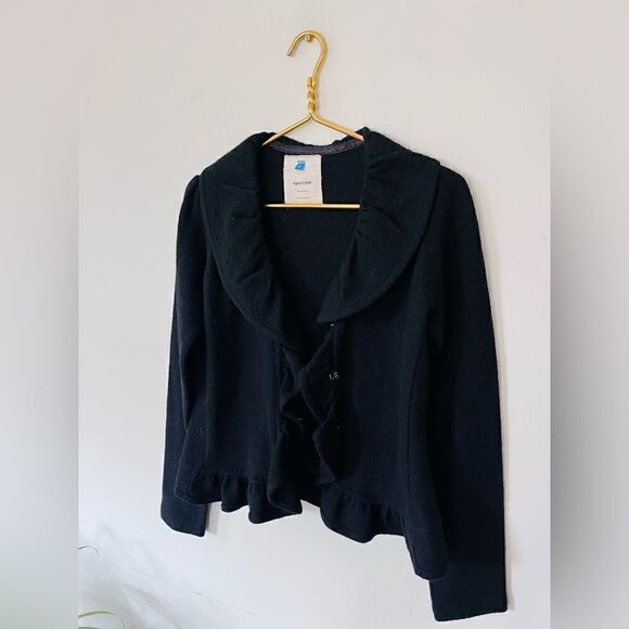 Sparrow | anthropologie | black ruffle collar wool cardigan sweater - Picture 4 of 5